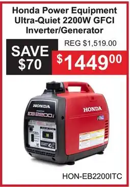 Atlas Tools & Machinery Honda Power Equipment Ultra-Quiet 2200W GFCI Inverter/Generator offer