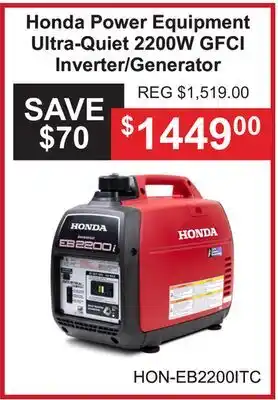 Atlas Tools & Machinery Honda Power Equipment Ultra-Quiet 2200W GFCI Inverter/Generator offer
