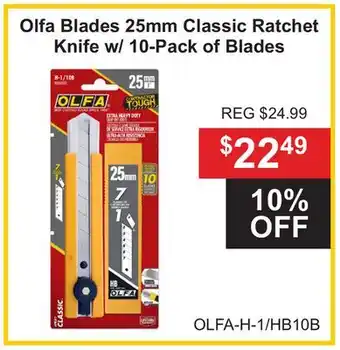 Atlas Tools & Machinery Olfa Blades 25mm Classic Ratchet Knife w/10-Pack of Blades offer