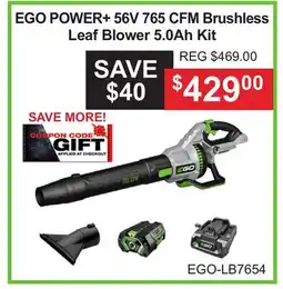 Atlas Tools & Machinery EGO POWER + 56V 765 CFM Brushless Leaf Blower 5.0Ah Kit offer
