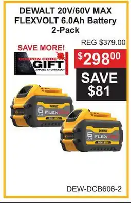 Atlas Tools & Machinery DEWALT 20V/60V MAX FLEXVOLT 6.0Ah Battery 2-Pack offer