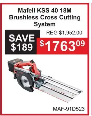 Atlas Tools & Machinery Mafell KSS 40 18M Brushless Cross Cutting System offer