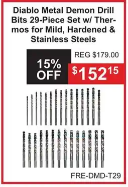 Atlas Tools & Machinery Diablo Metal Demon Drill Bits 26-Piece Set w/ Thermos for Mild, Hardened & Stainless Steels offer