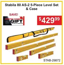 Atlas Tools & Machinery Stabila 80 AS-2 5-Piece Level Set & Case offer
