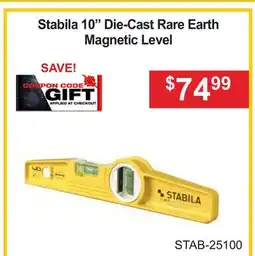 Atlas Tools & Machinery Stabila 10 Die-Cast Rare Earth Magnetic Level offer