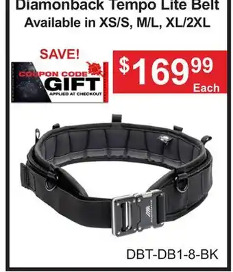 Atlas Tools & Machinery Diamonback Tempo Lite Belt offer
