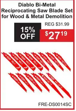 Atlas Tools & Machinery Diablo Bi-Metal Reciprocating Saw Blade Set for Wood & Metal Demolition offer