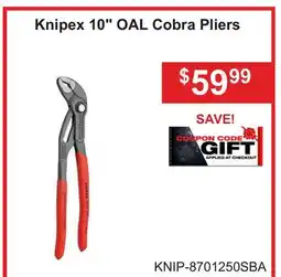 Atlas Tools & Machinery Knipex 10 OAL Cobra Pliers offer