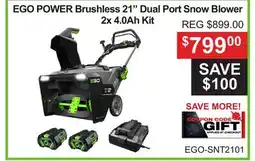 Atlas Tools & Machinery EGO POWER Brushless 21 Dual Port Snow Blower 2x 4.0Ah Kit offer