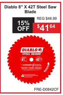Atlas Tools & Machinery Diablo 8 X 42T Steel Saw Blade offer