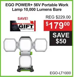 Atlas Tools & Machinery EGO POWER+ 56V Portable Work Lamp 10,000 Lumens Bare offer