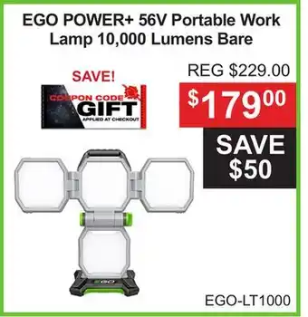 Atlas Tools & Machinery EGO POWER+ 56V Portable Work Lamp 10,000 Lumens Bare offer