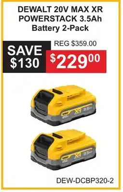 Atlas Tools & Machinery DEWALT 20V MAX XR POWERSTACK 3.5Ah Battery 2-Pack offer