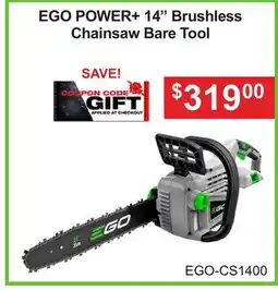 Atlas Tools & Machinery EGO POWER + 14 Brushless Chainsaw offer