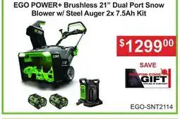 Atlas Tools & Machinery EGO POWER+ Brushless 21 Dual Port Snow Blower w/ Steel Auger 2x 7.5Ah Kit offer