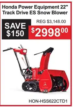 Atlas Tools & Machinery Honda Power Equipment 22 Track Drive ES Snow Blower offer