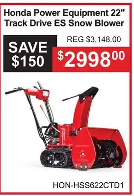Atlas Tools & Machinery Honda Power Equipment 22 Track Drive ES Snow Blower offer