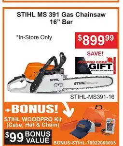 Atlas Tools & Machinery STIHL MS 391 Gas Chainsaw 16 Bar offer