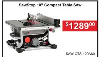 Atlas Tools & Machinery SawStop 10 Compact Table Saw offer