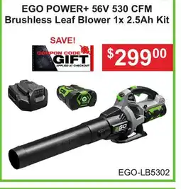 Atlas Tools & Machinery EGO POWER + 56V 530 CFM Brushless Leaf Blower 1x 2.5Ah Kit offer