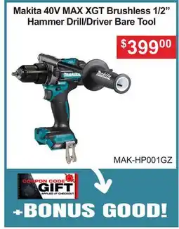 Atlas Tools & Machinery Makita 40V MAX XGT Brushless 1/2 Hammer Drill/Driver Bare Tool offer