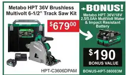 Atlas Tools & Machinery Metabo HPT 36V Brushless Multivolt 6-1/2 Track Saw Kit offer
