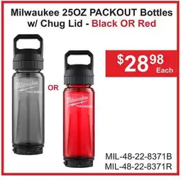 Atlas Tools & Machinery Milwaukee 25OZ PACKOUT Bottles w/Chug Lid offer