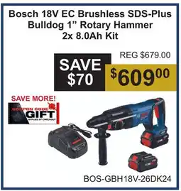 Atlas Tools & Machinery Bosch 18V EC Brushless SDS-Plus Bulldog 1 Rotary Hammer 2x 8.0Ah Kit offer