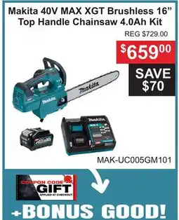 Atlas Tools & Machinery Makita 40V MAX XGT Brushless 16 Top Handle Chainsaw offer