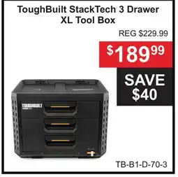 Atlas Tools & Machinery ToughBuilt StackTech 3 Drawer XL Tool Box offer