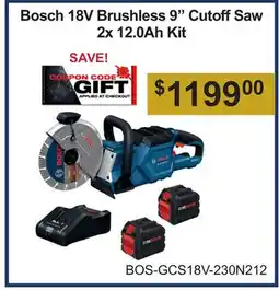 Atlas Tools & Machinery Bosch 18V Brushless 9 Cutoff Saw 2x 12.0Ah offer