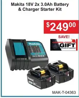Atlas Tools & Machinery Makita 18V 2x 3.0Ah Battery & Charger Starter Kit offer