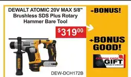 Atlas Tools & Machinery DEWALT ATOMIC 20V MAX 5/8 Brushless SDS Plus Rotary Hammer Bare Tool offer