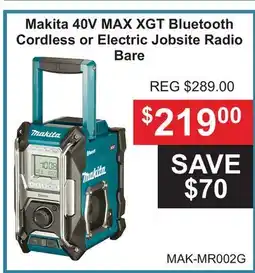Atlas Tools & Machinery Makita 40V MAX XGT Bluetooth Cordless or Electric Jobsite Radio Bare offer
