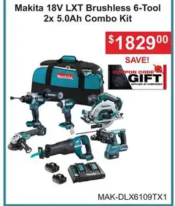 Atlas Tools & Machinery Makita 18V LXT Brushless 6-Tool 2x 5.0Ah Combo Kit offer