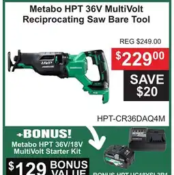 Atlas Tools & Machinery Metabo HPT 36V MultiVolt Reciprocating Saw offer