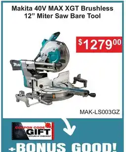 Atlas Tools & Machinery Makita 40V MAX XGT Brushless 12 Miter Saw Bare Tool offer
