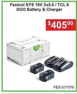 Atlas Tools & Machinery Festool SYS 18V 2x5.0/TCL 6 DUO Battery & Charger offer
