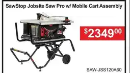 Atlas Tools & Machinery SawStop Jobsite Saw Pro w/ Mobile Cart Assembly offer