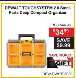 Atlas Tools & Machinery DEWALT TOUGHSYSTEM 2.0 Small Parts Deep Compact Organizer offer
