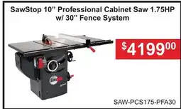 Atlas Tools & Machinery SawStop 10 Professional Cabinet Saw 1.75HP w/ 30 Fence System offer