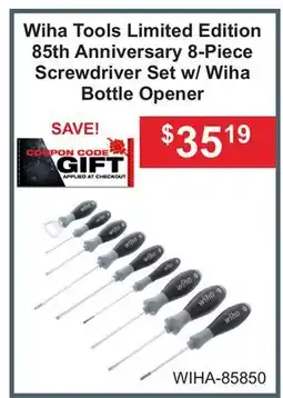Atlas Tools & Machinery Wiha Tools Limited Edition 85th Anniversary 8-Piece Screwdriver Set w/ Wiha Bottle Opener offer