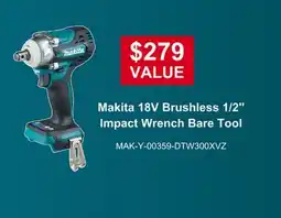 Atlas Tools & Machinery Makita 18V Brushless 1/2 Impact Wrench Bare Tool offer