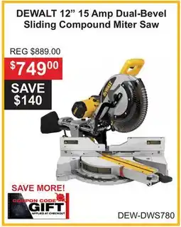 Atlas Tools & Machinery DEWALT 12 15 Amp Dual-Bevel Sliding Compound Miter Saw offer