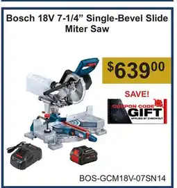 Atlas Tools & Machinery Bosch 18V 7-1/4 Single-Bevel Slide Miter Saw offer