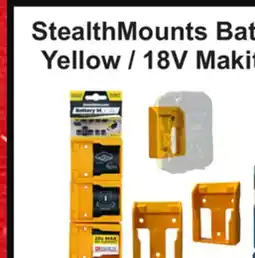 Atlas Tools & Machinery StealthMounts Battery Mounts for 20V DEWALT Yellow / 18V Makita Blue / M18 Milwaukee Red (6packs) offer