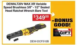 Atlas Tools & Machinery DEWALT20V MAX XR Variable Speed Brushless 3/8 - 1/2 Sealed Head Ratchet Wrench Bare Tool offer