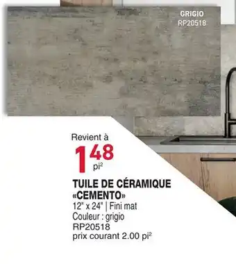 Matério TUILE DE CÉRAMIQUE CEMENTO offer