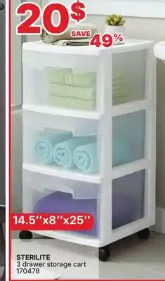 Rossy STERILITE 3 drawer storage cart offer