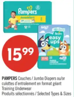 Pharmaprix PAMPERS Jumbo Diapers or Training Underwear offer